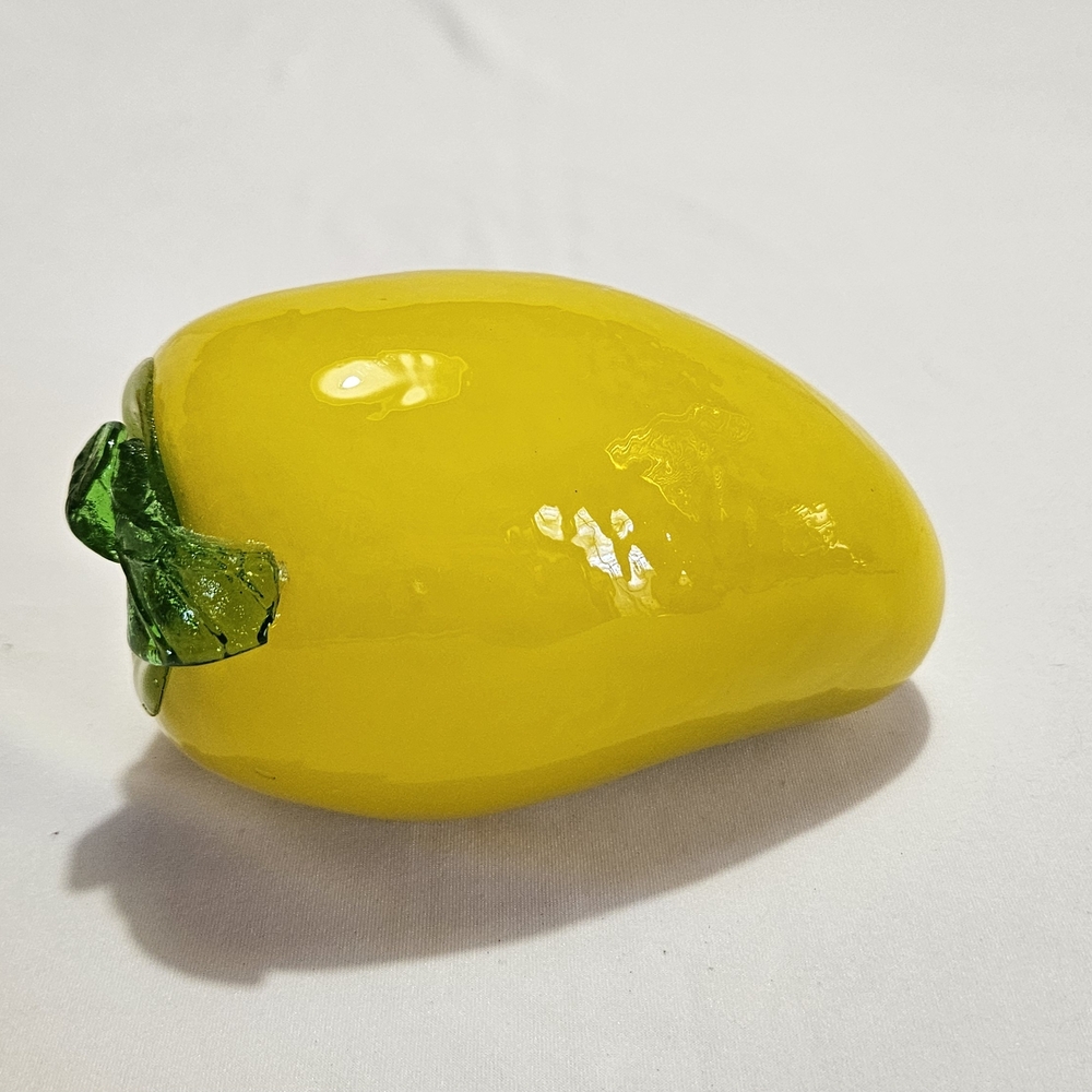 Murano Style Glass Yellow Pepper • Vintage Art Glass